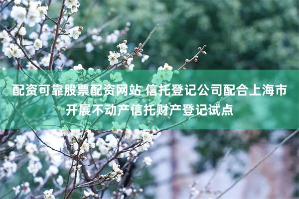 配资可靠股票配资网站 信托登记公司配合上海市开展不动产信托财产登记试点