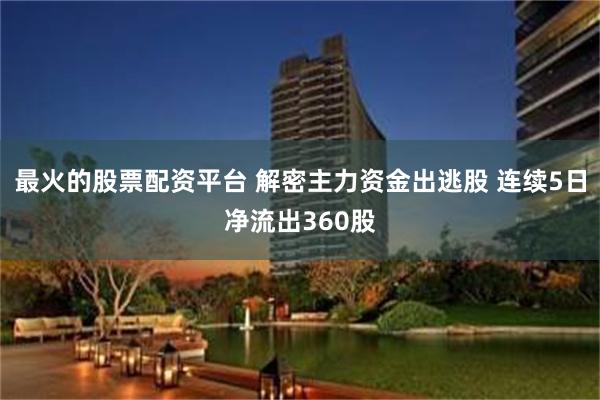 最火的股票配资平台 解密主力资金出逃股 连续5日净流出360股